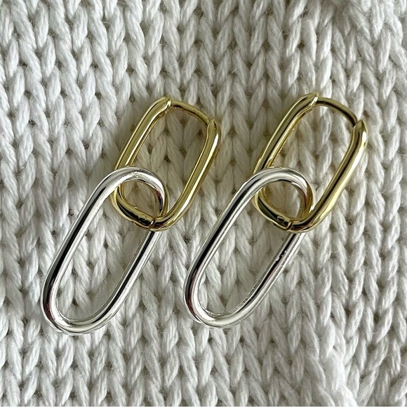 NWT ARGENTO VIVO 925 Sterling Silver Convertible Earrings Silver & Gold Tone - Picture 2 of 3